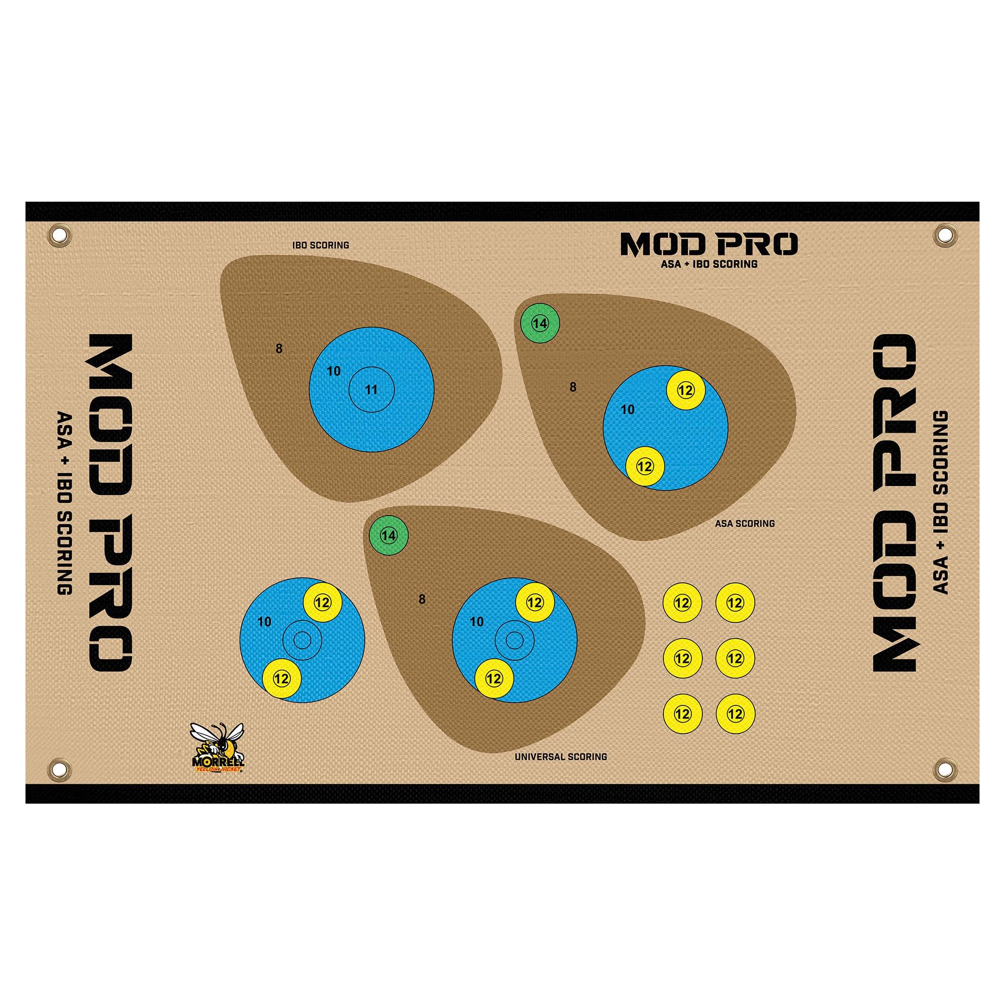 Morrell Yellow Jacket MOD Pro ASA and IBO Shooting Bullseyes with Universal Scoring, Grommets, & Hook & Loop Fastener for Archery Target, 2 Pack, Tan
