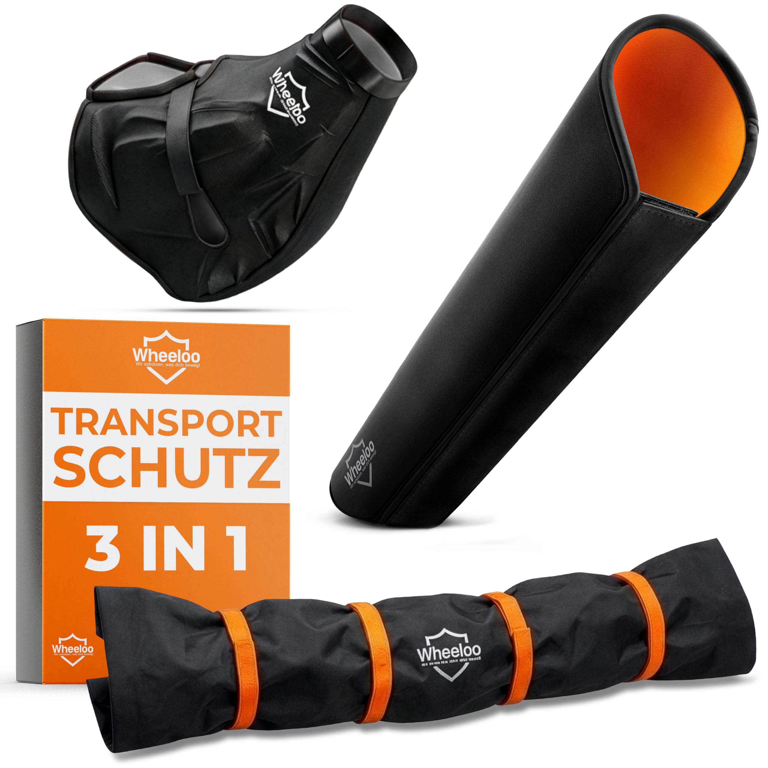 E-Bike Transportschutz Set 3-teilig für Motor, Akku und Lenker I wasserabweisende Schutzhüllen für Fahrradträger I E Bike Schutzhülle zB. für Bosch, Shimano, Yamaha Ebike I Wheeloo