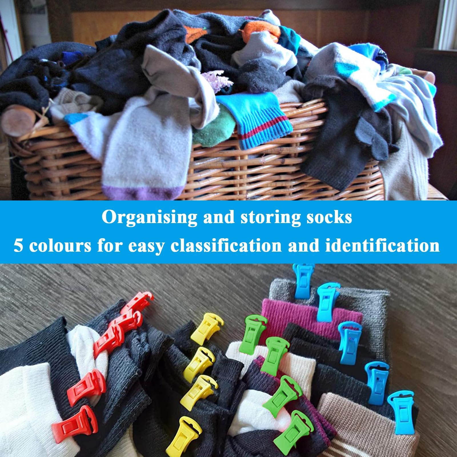 FENGQQKJ 100 Pezzi Mollette per Bucato Clip per Calzini per Lavatrice e Asciugatrice Porta Calzini Clip per Calzini Colorati Clip per Calzini Gancio per Calzini in Plastica per Stendibiancheria