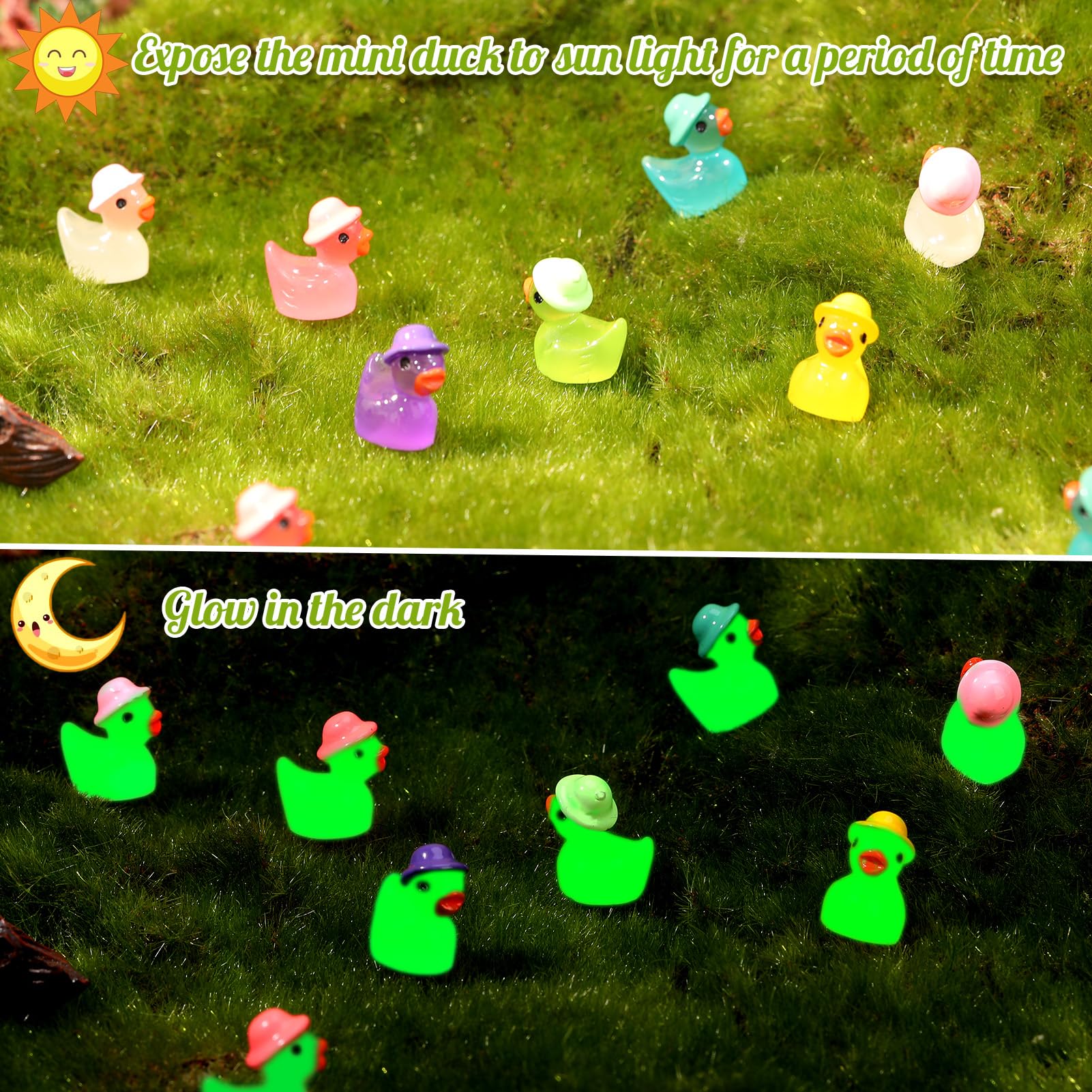 FASHEWELRY 60 Stück Leuchtende Enten-Figuren – Harz-Deko Für Garten, Puppenhaus & DIY