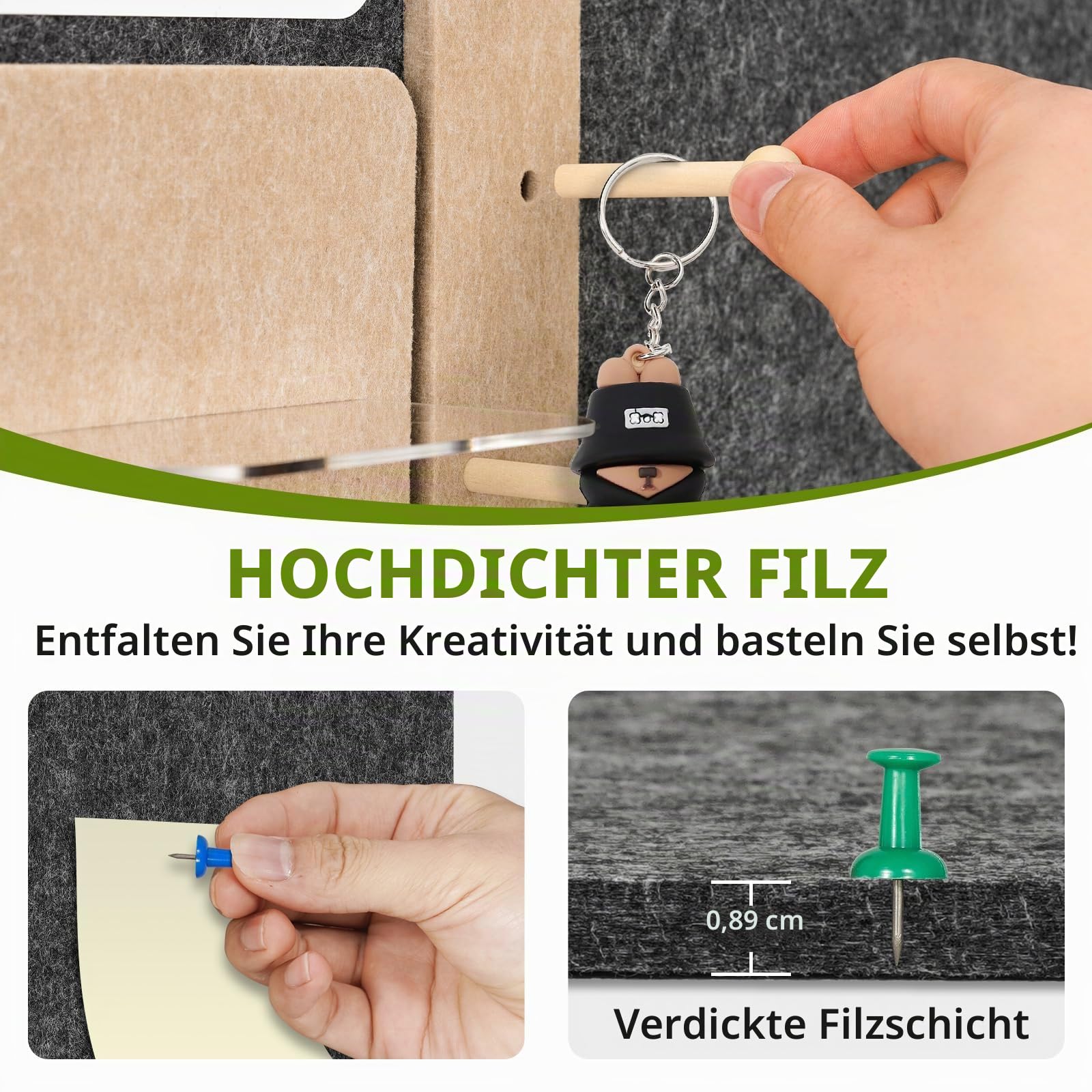 DOLLAR BOSS 3-in-1 faltbare Pinnwand aus Filz, 61 x 40,6 cm, horizontal, Grau | Korktafel, magnetisches Whiteboard mit Acrylregalen, für Zuhause, Büro, Wohnheim, Raumdekoration, mit Pin-Magneten