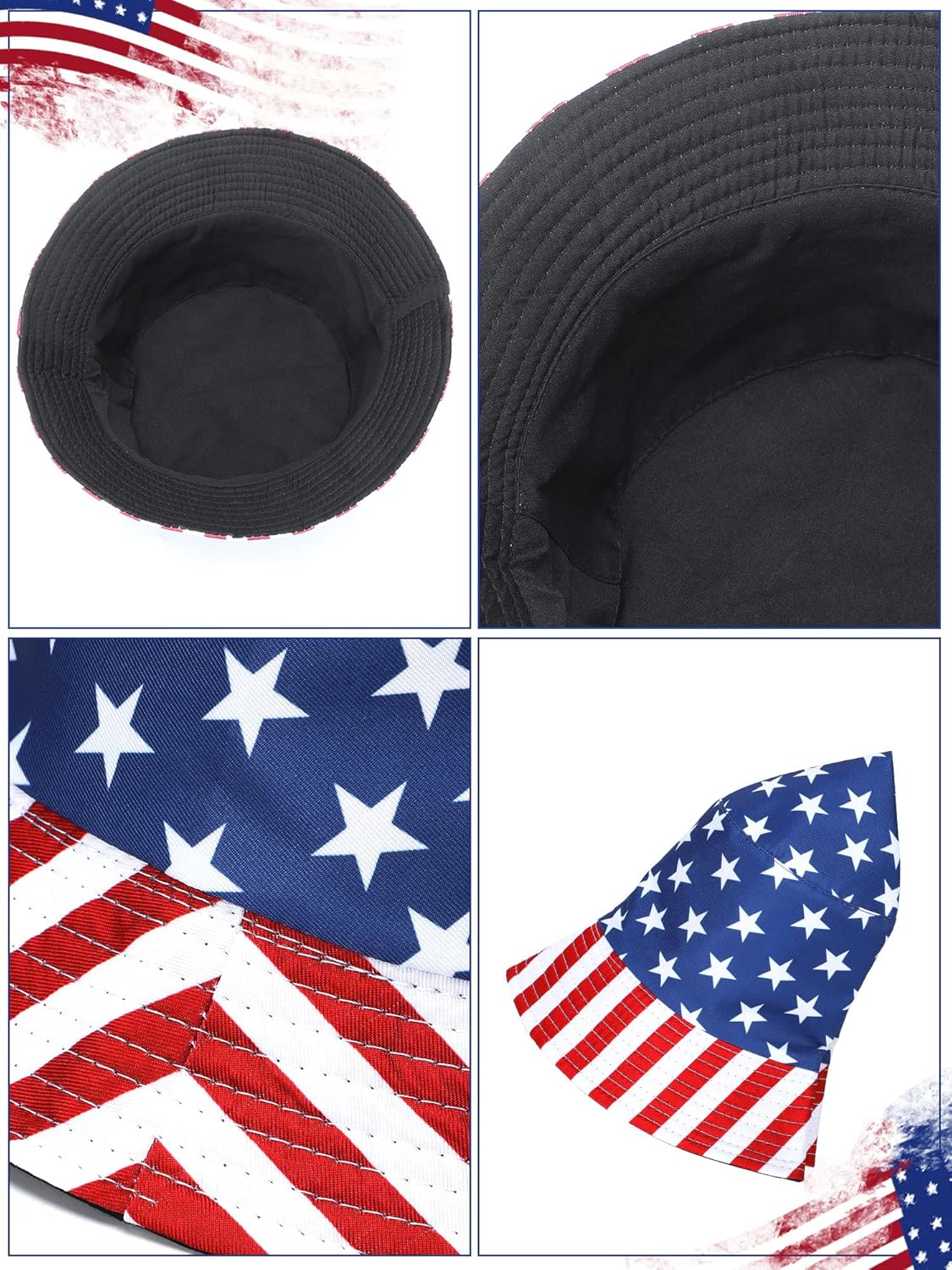 16 Pcs American Flag Bucket Hat Bulk Packable 4th of July Fisherman Hats USA Patriotic Summer Travel Beach Sun Hat for Women Men 250th Anniversary