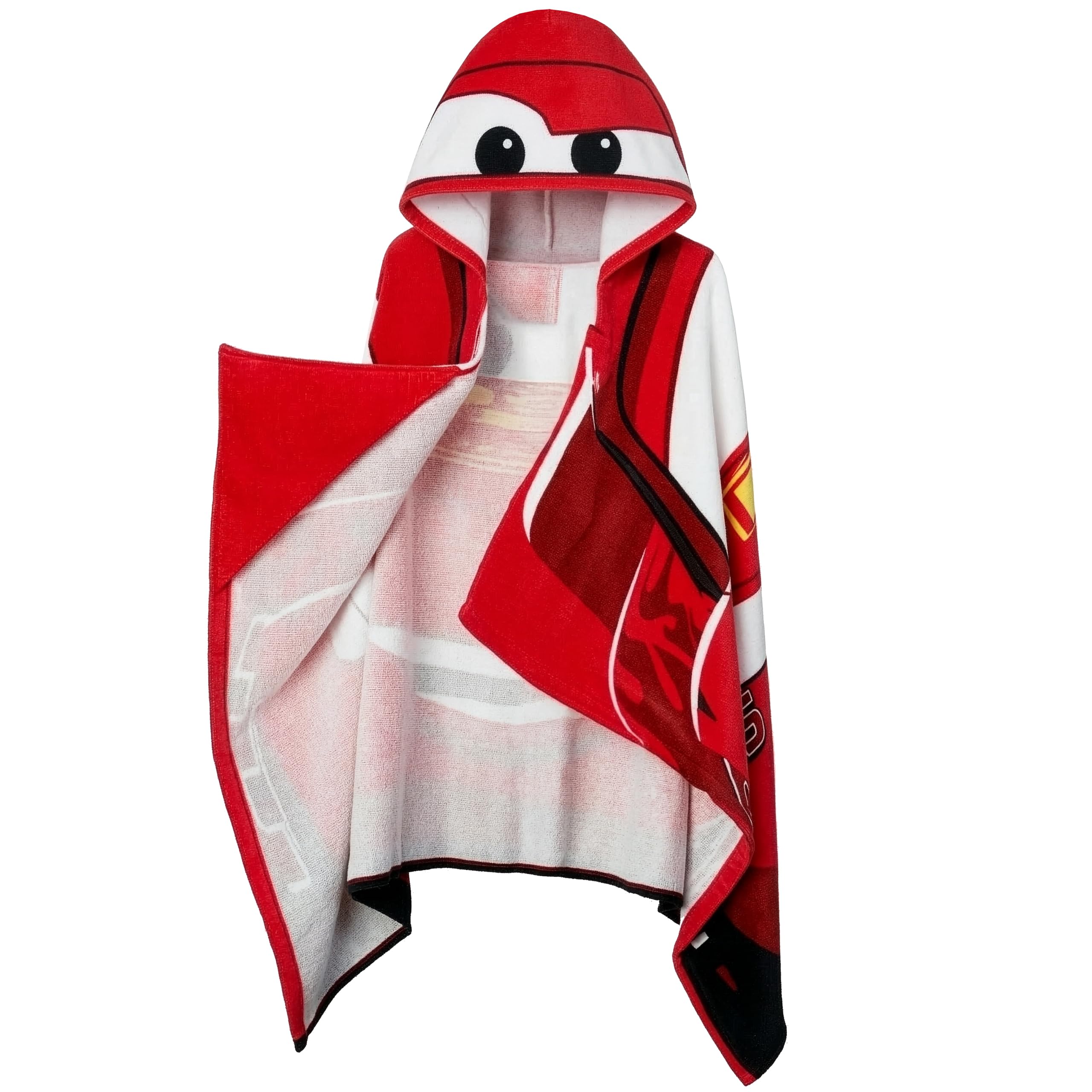 Disney Cars Telo Mare Cotone, Asciugamano Bambini Lightning McQueen, Asciugamano Con Cappuccio Per Bambini, Rosso One Size