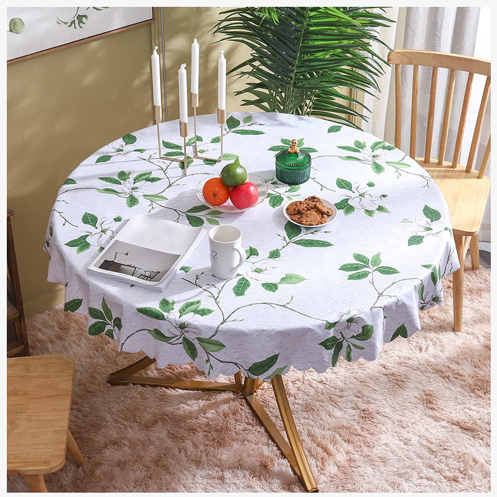 Nappes blanches pivoine en PU finie la corvée de lessive avec cette nappe ronde