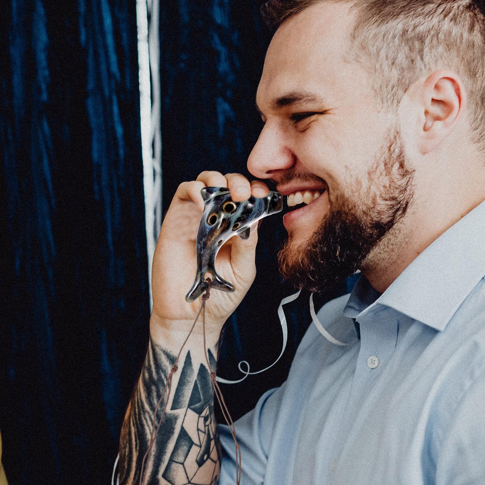 Alasum Ceramic Ocarina with Lanyard 6 Holes Ocarina Dolphin Shaped Ocarina Cute Wind Ocarina Pendant Portable Whistle Sound Toys for Beginner Performer Supplies