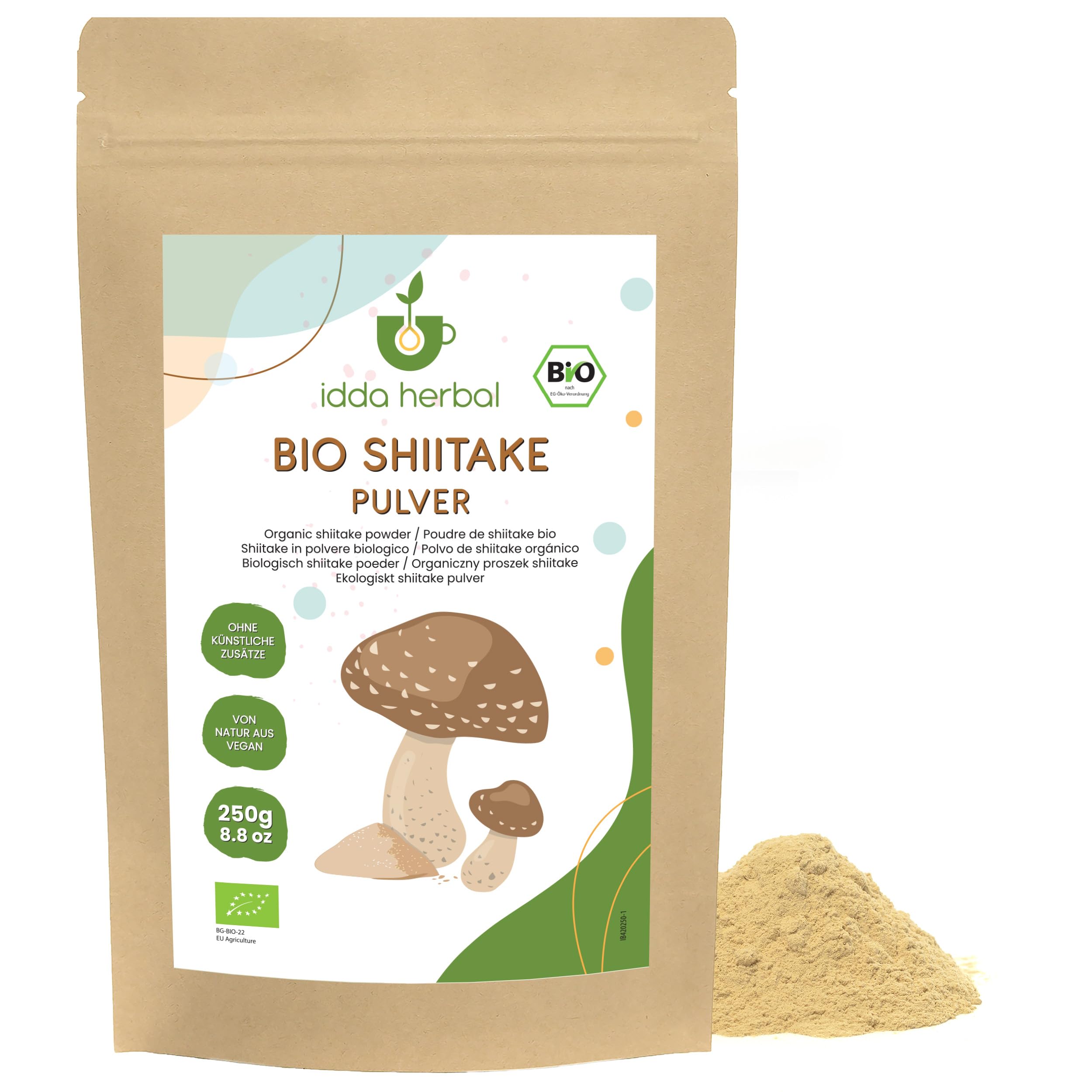Shiitake BIO en Poudre 250g, Champignon Shiitake Séchés Moulus pour la Cuisine
