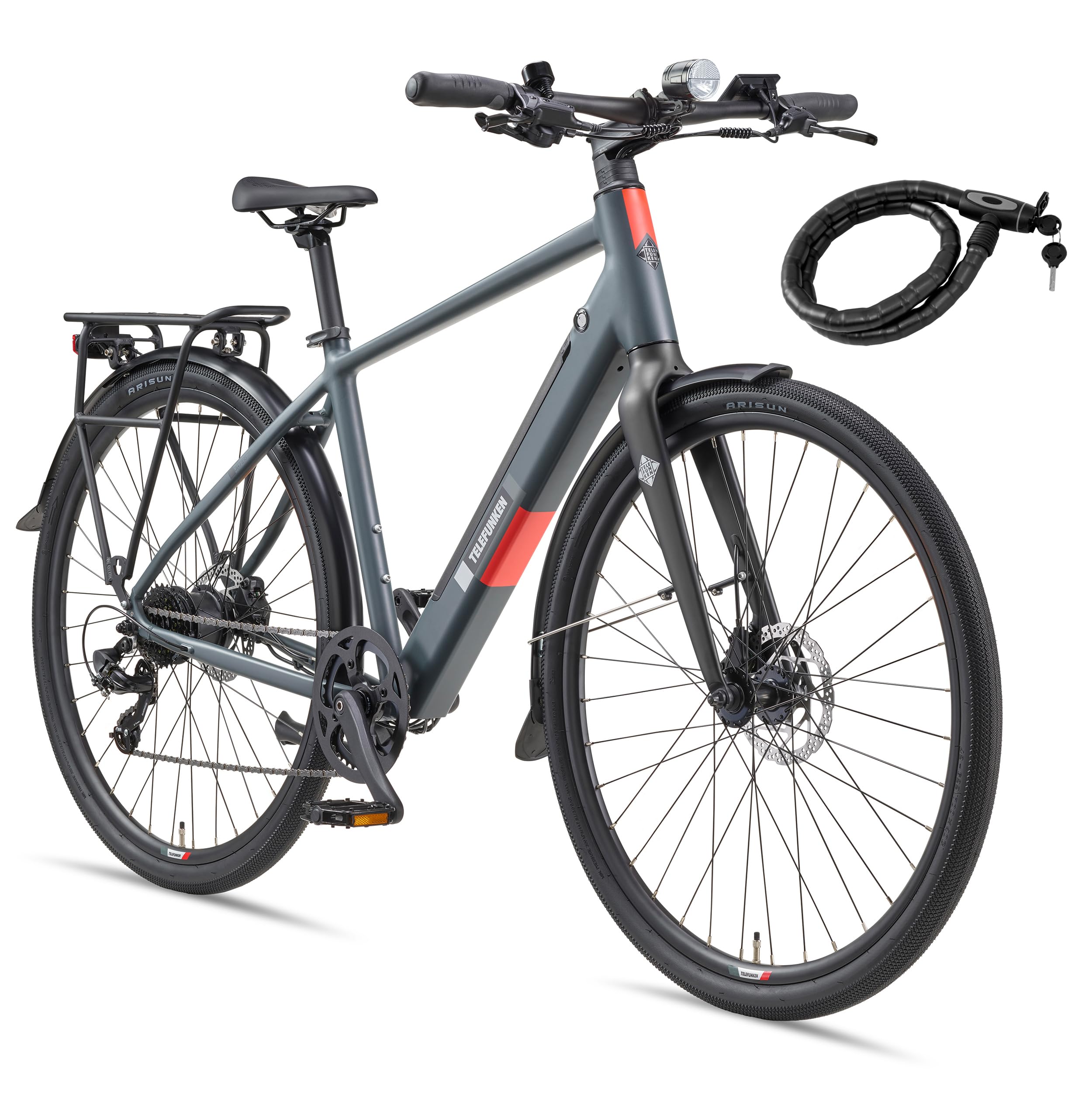 TELEFUNKEN E-Bike 28 Zoll Fahrrad für Damen & Herren mit Scheibenbremsen