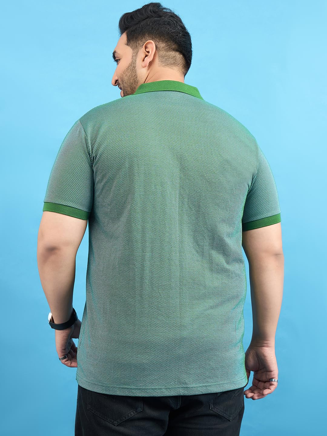 Bigbanana Męskie Plus Size Solid Bottle Green Polo T-shirty