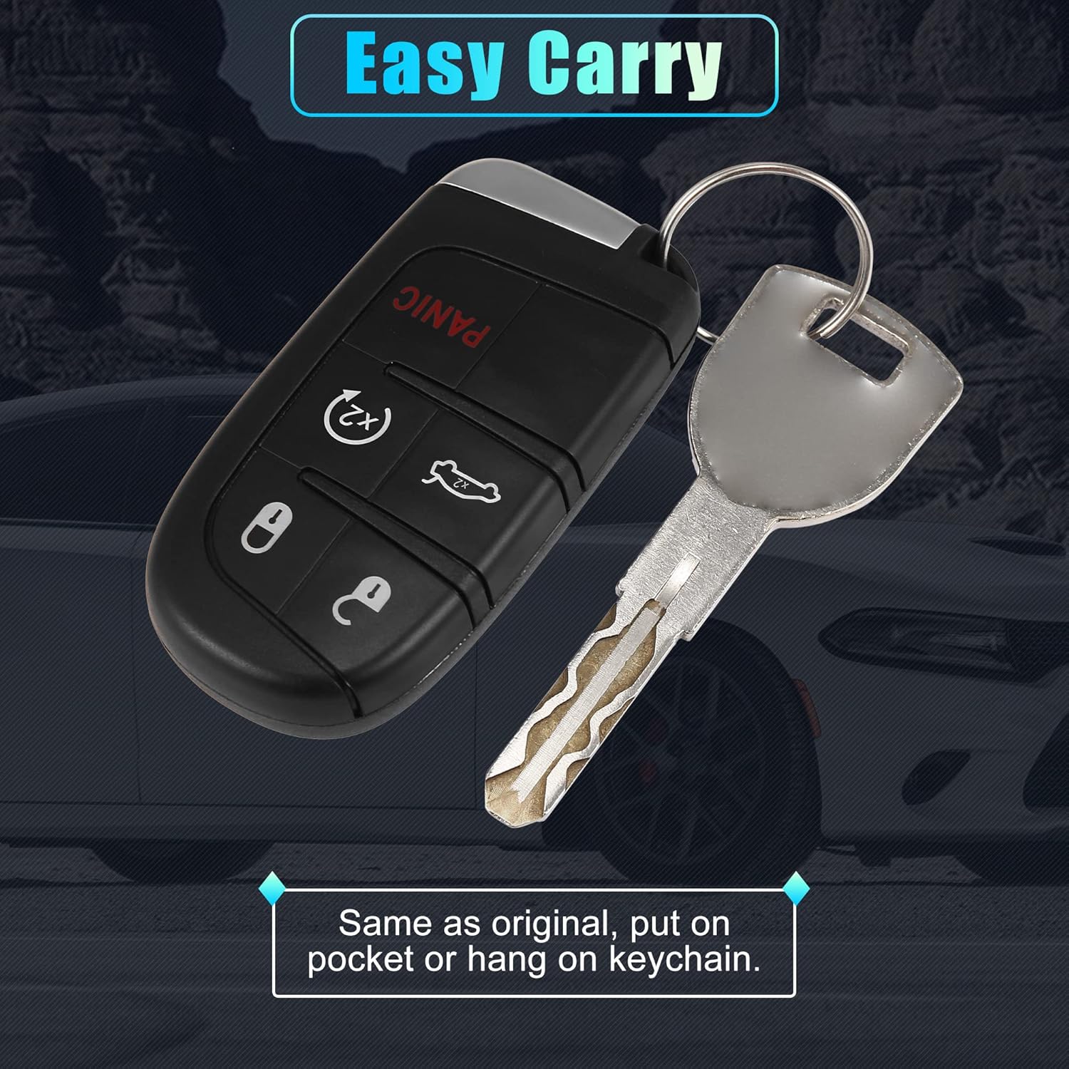 X AUTOHAUX Replacement Keyless Entry Remote Car Key Fob for Chrysler 300 for Dodge Charger 2011-2018 for Dodge Challenger 2015-2018 5 Buttons with Door Key M3N40821302 433MHz 46 Chip