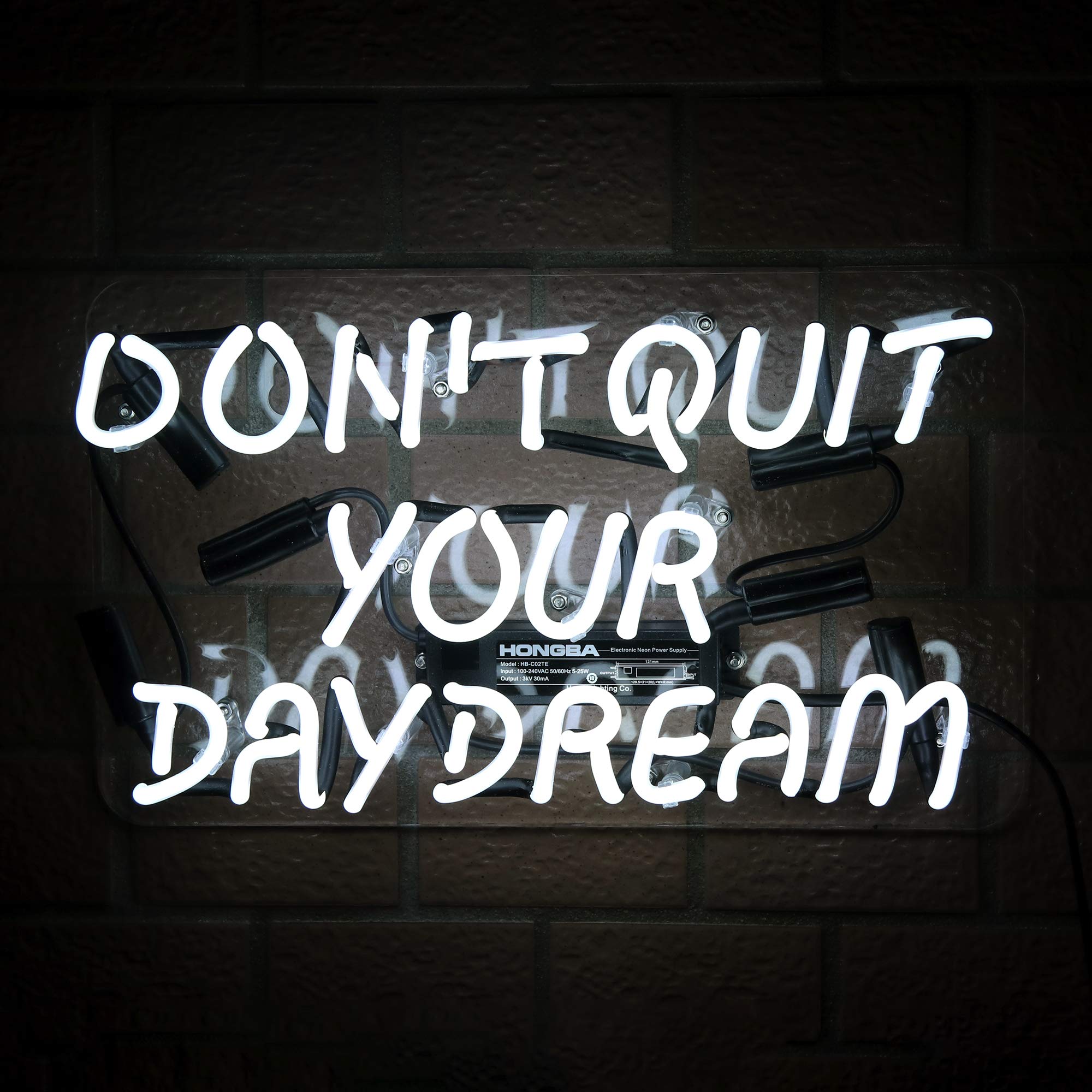 Hokia Don't Quit Your Daydream Neon Signs Beer Bar Bedroom Neon Light Handmade Glass Neon Lights Sign for Bedroom Office Hotel Pub Cafe Recreation Room Wall Decor Night Light 15 inch x 9 inch White