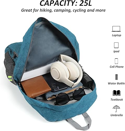 Miniatura 6 de Mochila de senderismo pequeña, 25 L, ultraligera, plegable, mochila de camping, mochila de viaje transpirable, mochila de senderismo para hombres y