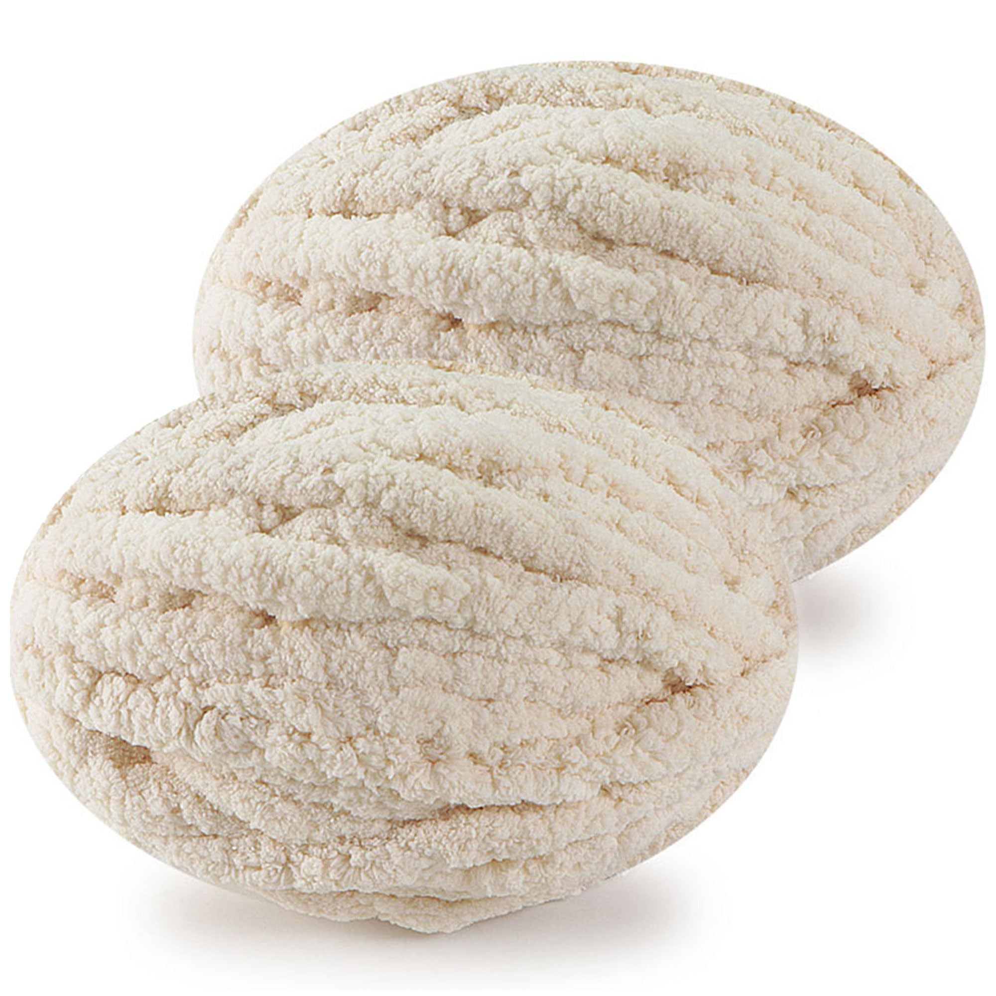 DISDADA Dicke Wolle zum Handstricken 2 StüCk 500g, Chunky Yarn Wolle zum HäKeln, Flauschig Weiche XXL wolle dick für Decke Sockenwolle Schal Mütze (Beige)