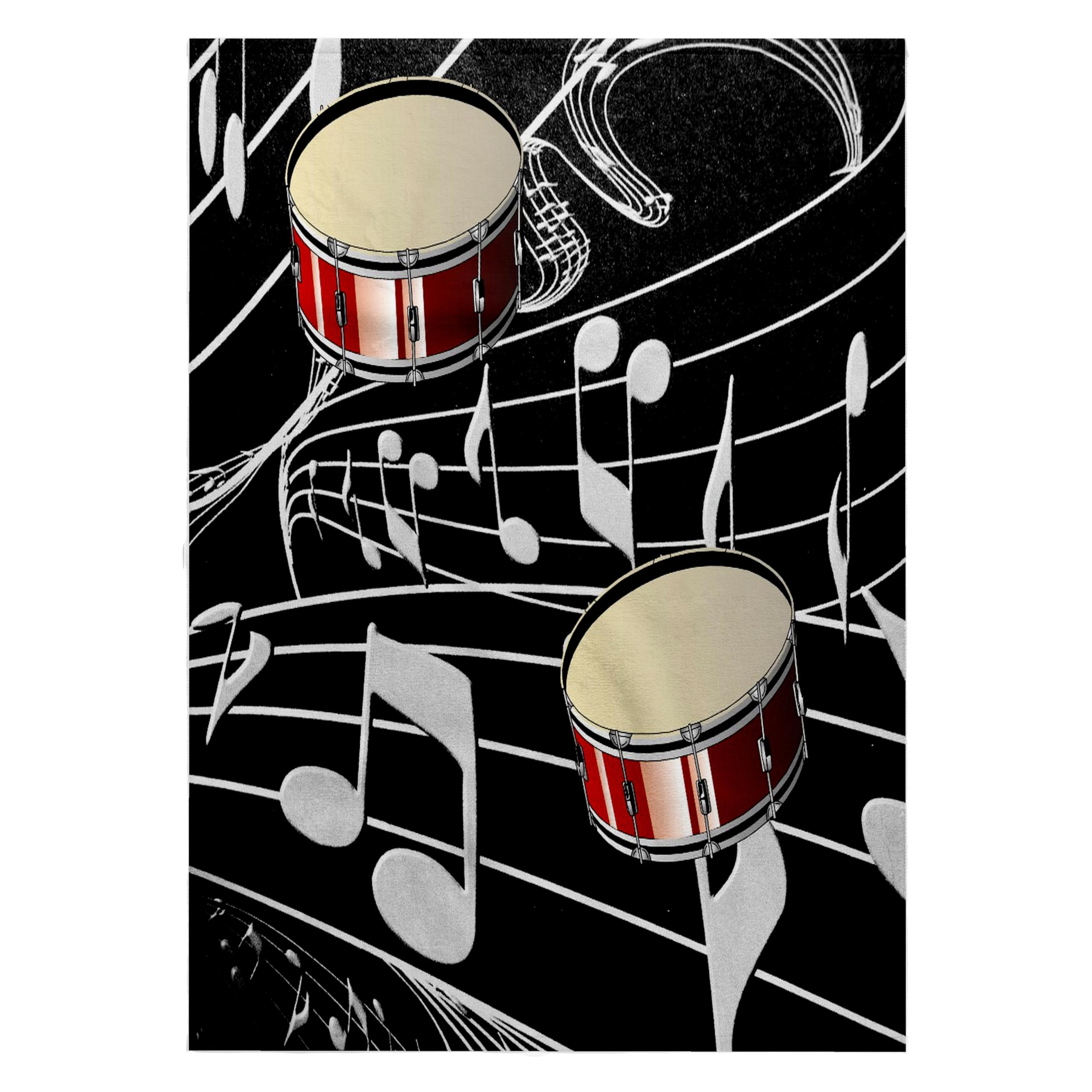3dRose 22x30 Bath Hand Pool Towel - Red Drums On Music Notes Music