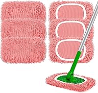 Vista 8 de Almohadillas de microfibra reutilizables para trapeador Compatibles con Swiffer Sweeper - Paquete de 4 paños de barrido en seco y paños de trapeo