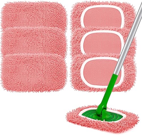 Miniatura 8 de Almohadillas de microfibra reutilizables para trapeador Compatibles con Swiffer Sweeper - Paquete de 4 paños de barrido en seco y paños de trapeo