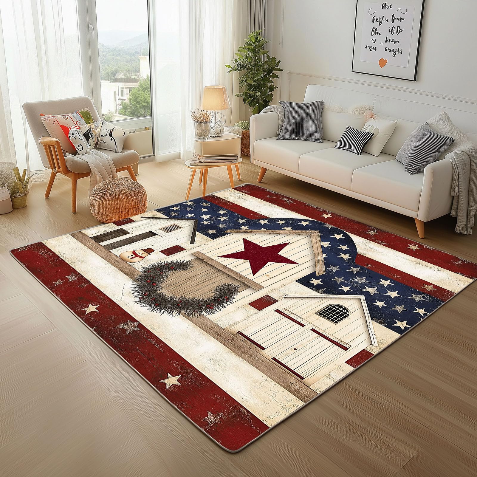 Tapis de salon géométrique vintage bannière antidérapant et lavable