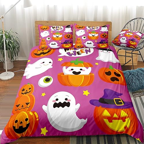 Miniatura 66 de Pumpkin Bedding Halloween Duvet Cover Set Funny Evil Pumpkin Pattern Design Black Halloween Bedding Set Queen 1 Duvet Cover 2 Pillowcases