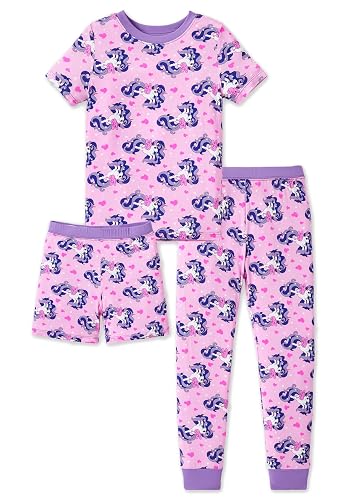 PATPAT Bamboo Viscose Pajamas Sets for Boys Girls Kids Toddler, 3 Pack Shorts & Pants Sleepers, Ultra-soft Snug Fit Pjs 2-12Y