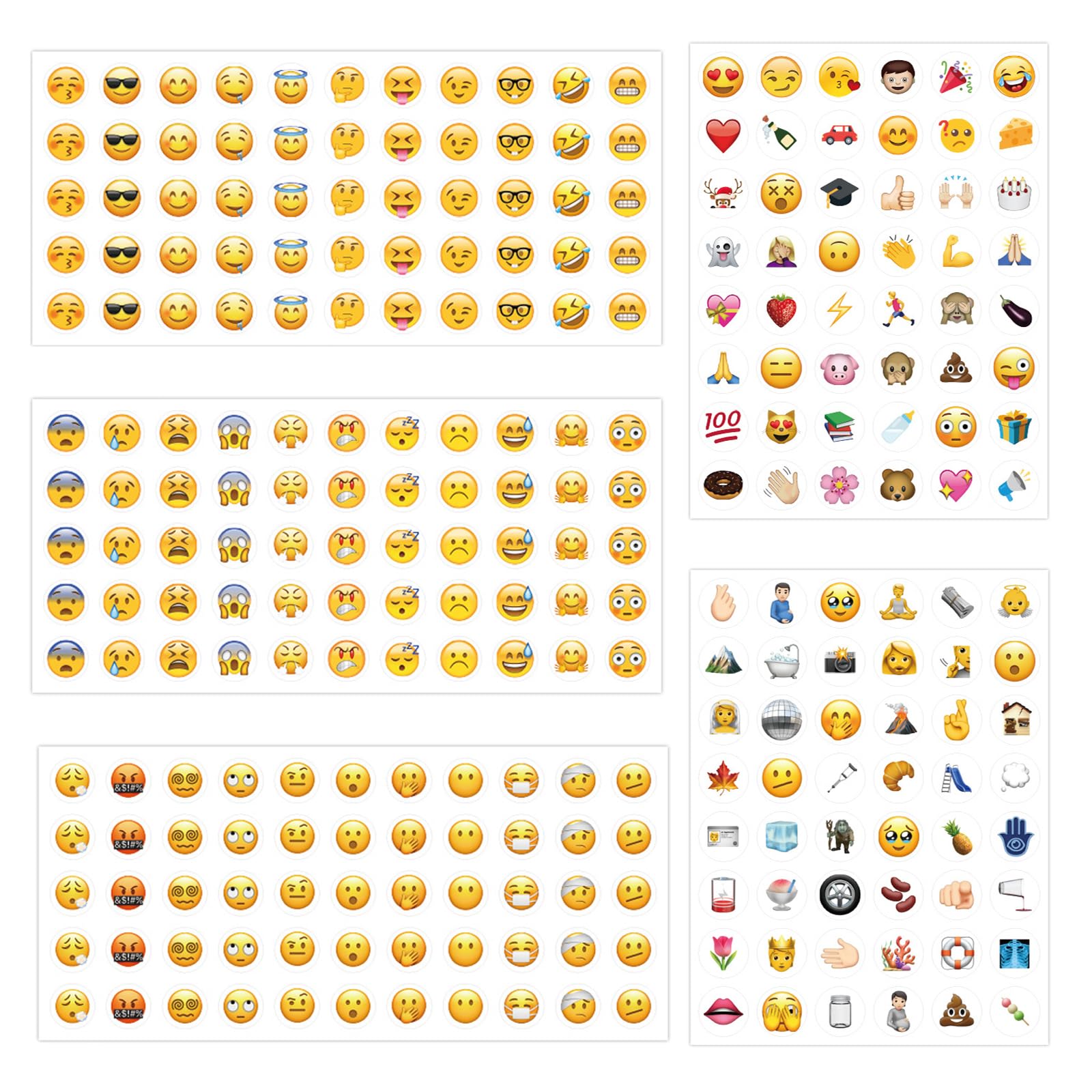 Leoeasiy Yellow Sheets Of Smiley Stickers, 20 Sheets Emoji Stickers, Mini Emoticons Sticker, Handmade Album Decorations For Water Bottle, Luggage, Gift For Adults Children