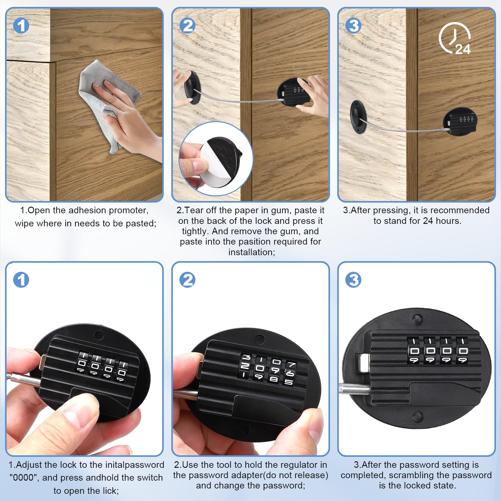 2 Pcs Securite Fenetre Enfant, Serrures à Combinaison, Verrou de Réfrigérateur avec Code Serrure Frigo Forte Forte Adhésif Serrure Frigo, Cadenas Frigo pour Bloque Porte Placard Armoire Tiroir Laveuse