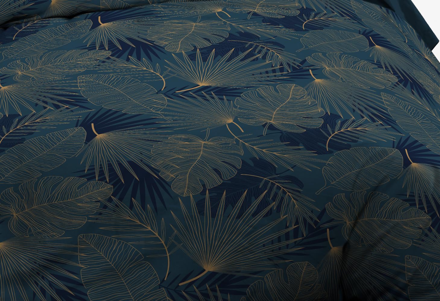 Parure Drap Plat + Drap-Housse 140x190 + 2 T - Pur Coton 57 Fils - Olinda Bleu