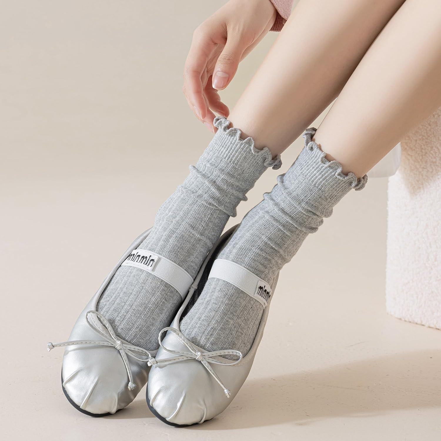 Women's Ruffle Socks - Crew Cotton Ankle Socks, Frilly, Ribbed, Ultra Soft, Lettuce Green, 6 Pack - Image 9