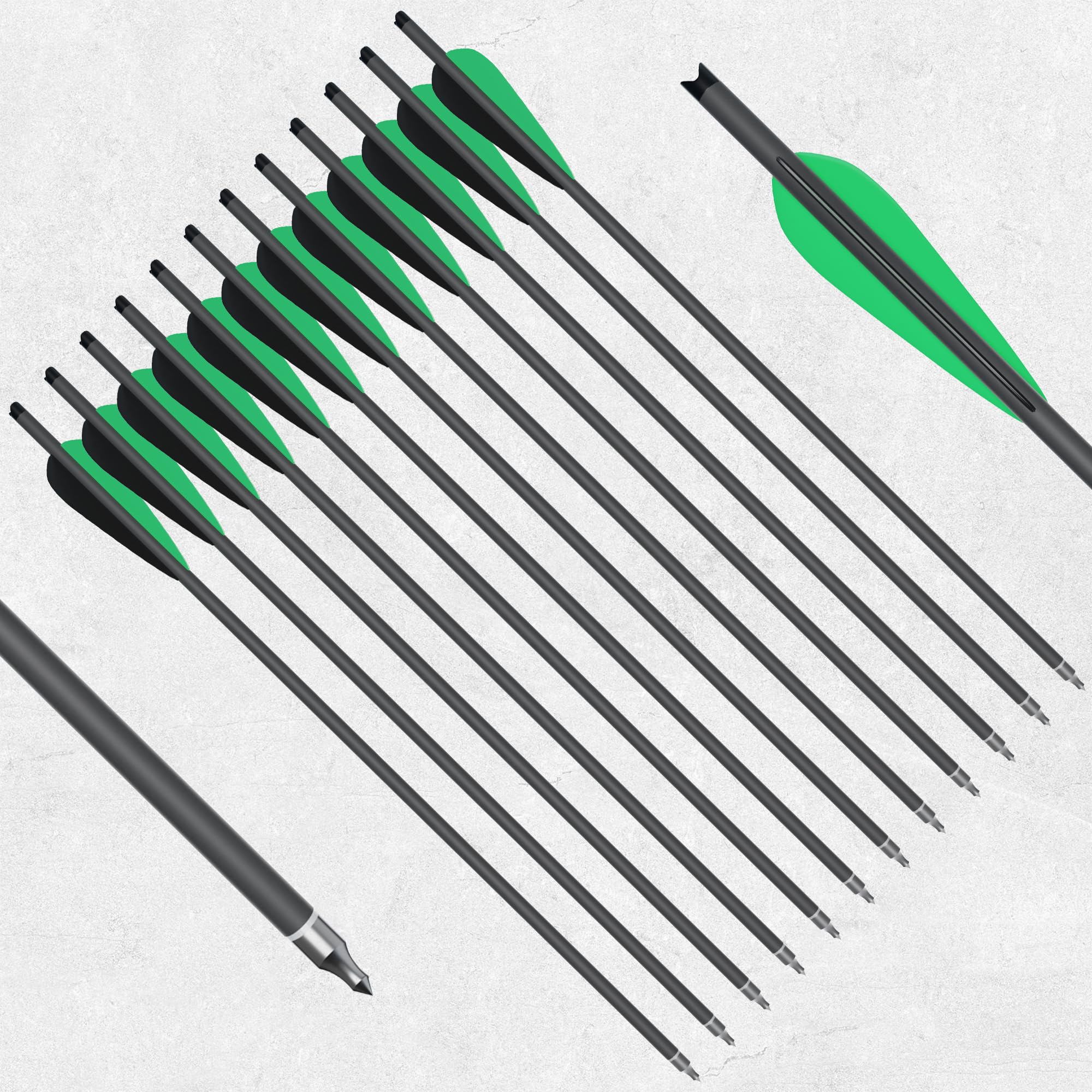 Flèches Carbone pour Arbalète 20" 8,8mm Pointes Acier - Set de Flèches Haute Performance Chasse Tir Précision