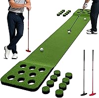 Vista 1 de Wekin Alfombra de práctica de golf para interiores con 2 putters, 2 bolas, 12 cubiertas de hoyo, tapete de entrenamiento de golf para juego