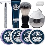4 Packs Shaving Soap w/Shaving Bowl,Shaving Brush,Shaving Cream,Unqiue Gift Set Mens Shaving Kit for Christmas Stocking Stuffers for Him Boyfriend Dad Adult Husband Birthday Valentines Day