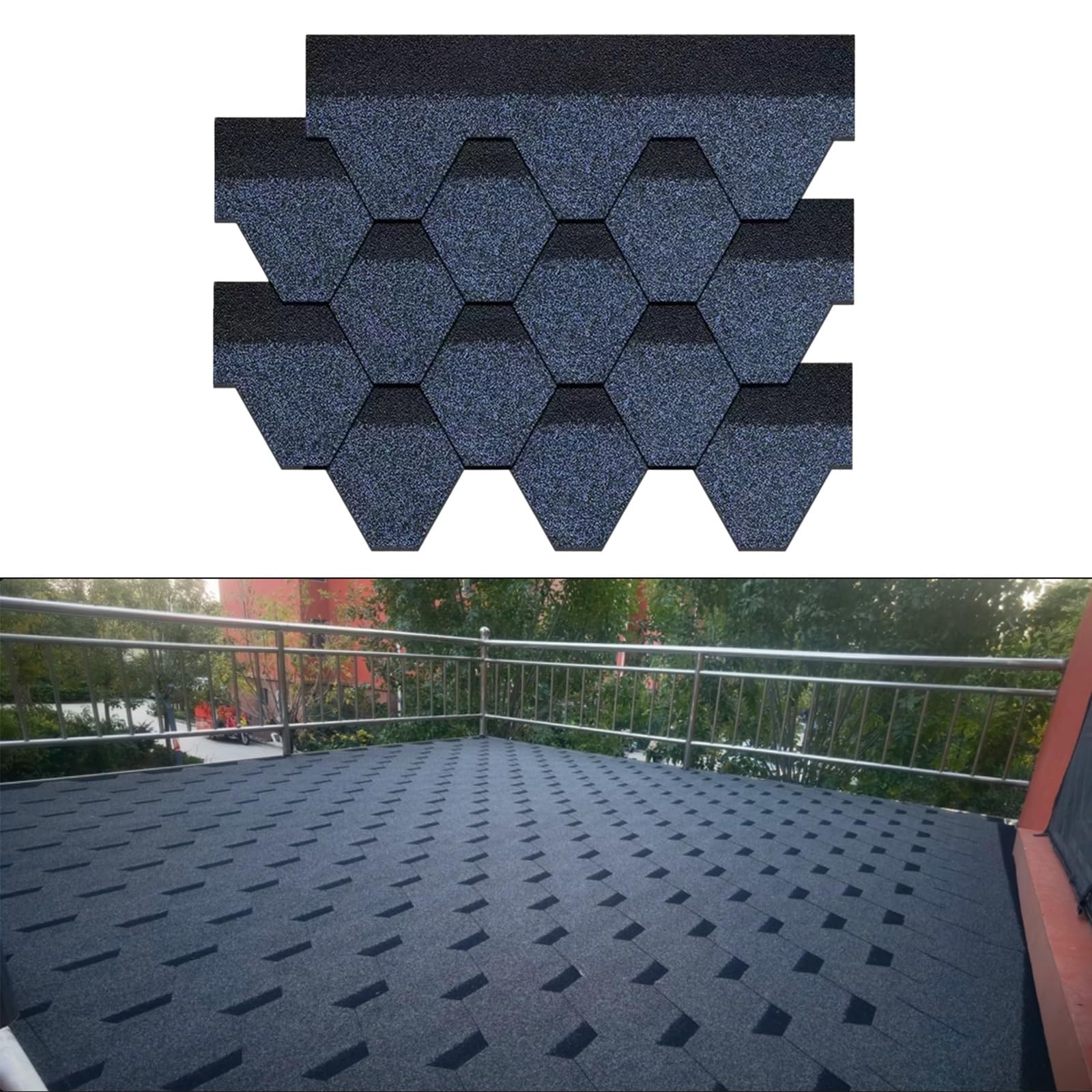 Tegole adesive per tetti in asfalto per case all'aperto, capannoni, terrazze, garage, 100 x 32,5 cm, 105 pezzi