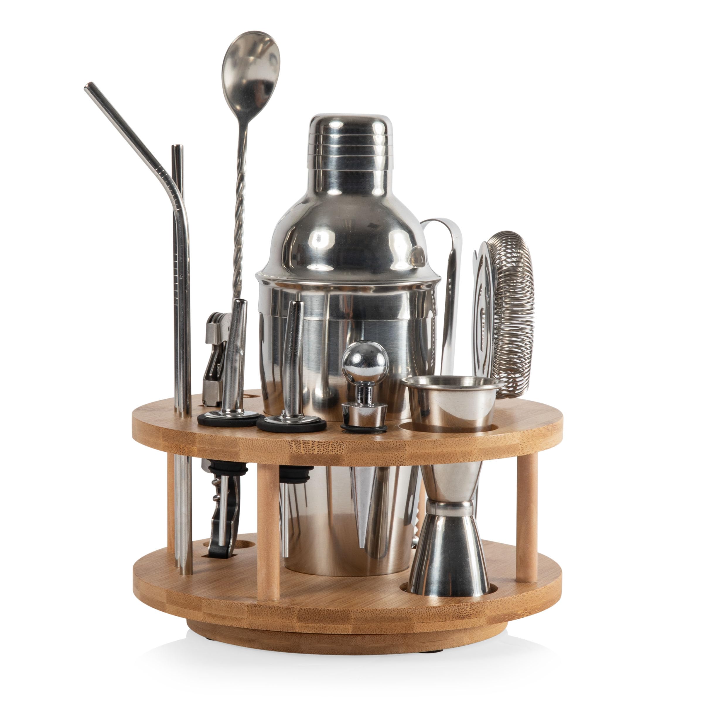 PICNIC TIME Lazy Susan Bar Tool Set, 12-piece Bartender Kit in Lazy Susan, Cocktail Set i…