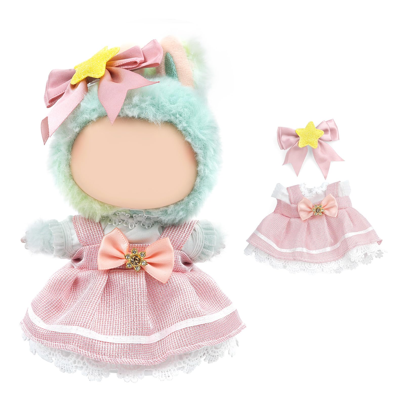 17cm Doll Clothes Set-Adorable Outfits for Dolls-Stylish Accessaries Clothes Dress-Up-Replaceable Clothing Collections, Includes Hat, Top, Skirt(