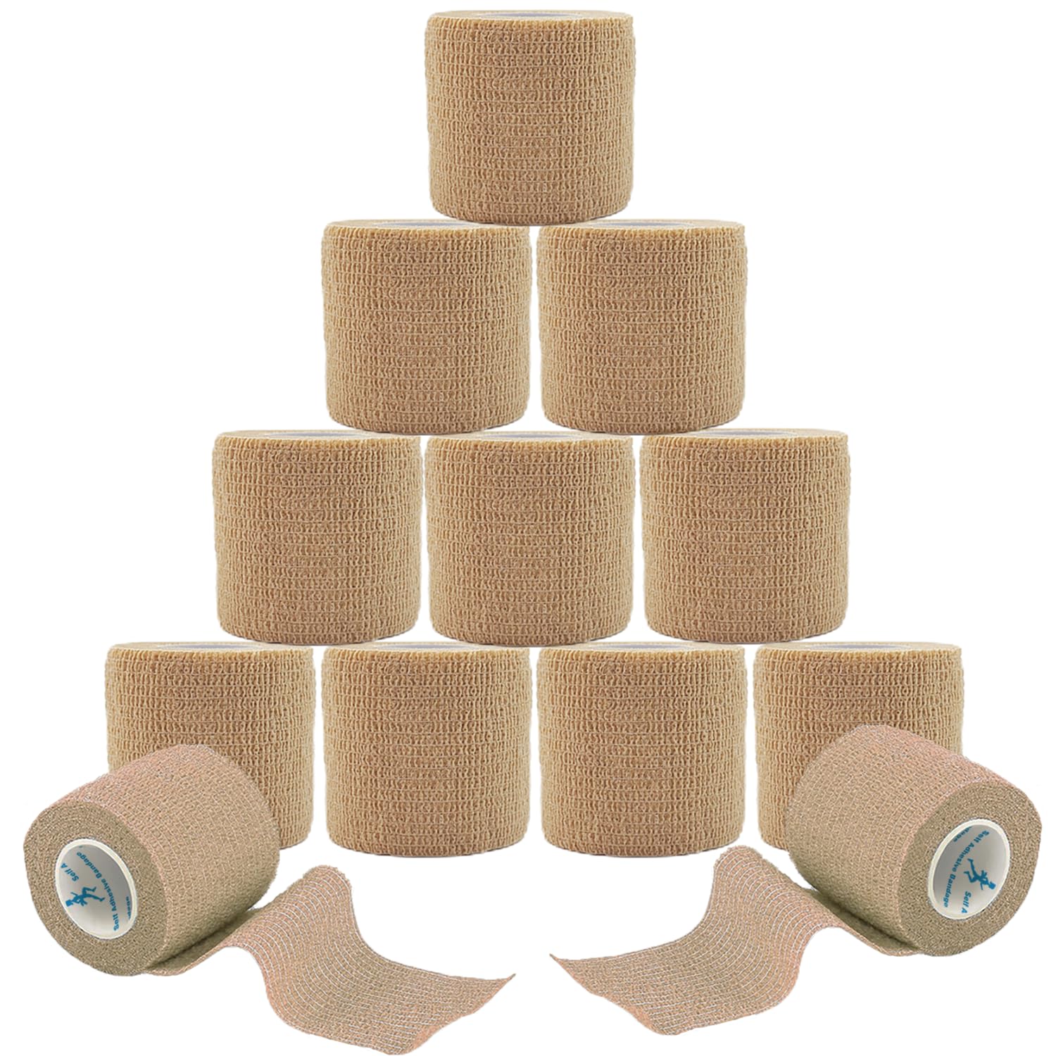 ANAMPION Selbstklebender Verband,Pflaster Rolle Verbandsmaterial, Elastische Binde Bandage Fixierbinde Haftbandage Selbstklebend für Sport,Handgelenk Vet Wrap Katze Hund Pferd (Farbe, 12 Rollen)