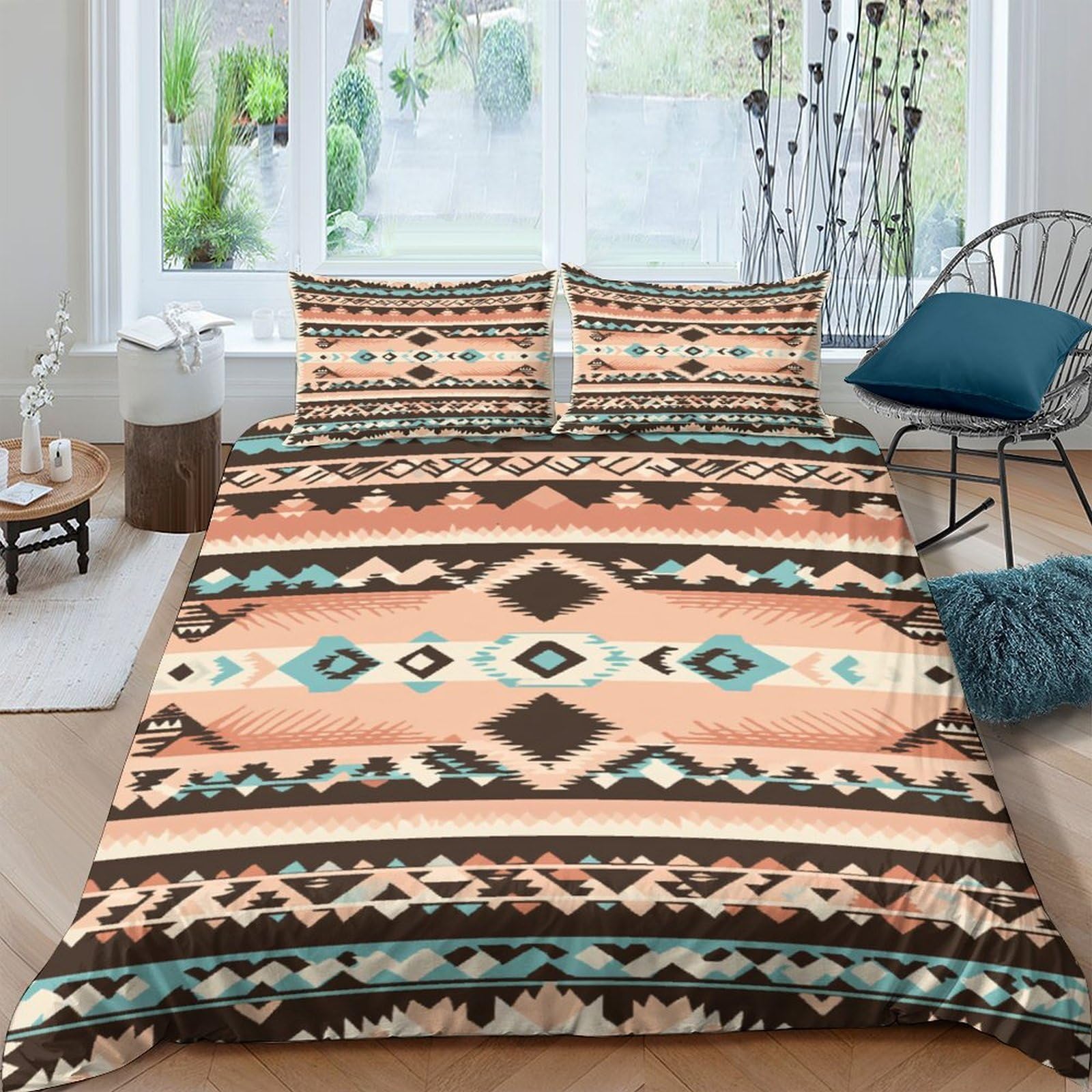 Ctjqhvkz Style-7 3D Printed Boho Geometric Fitted Sheet Microfiber Soft Breathable Aztec Tribal Mattress Cover For Bedroom Guest Room Decor Single（135X200cm）