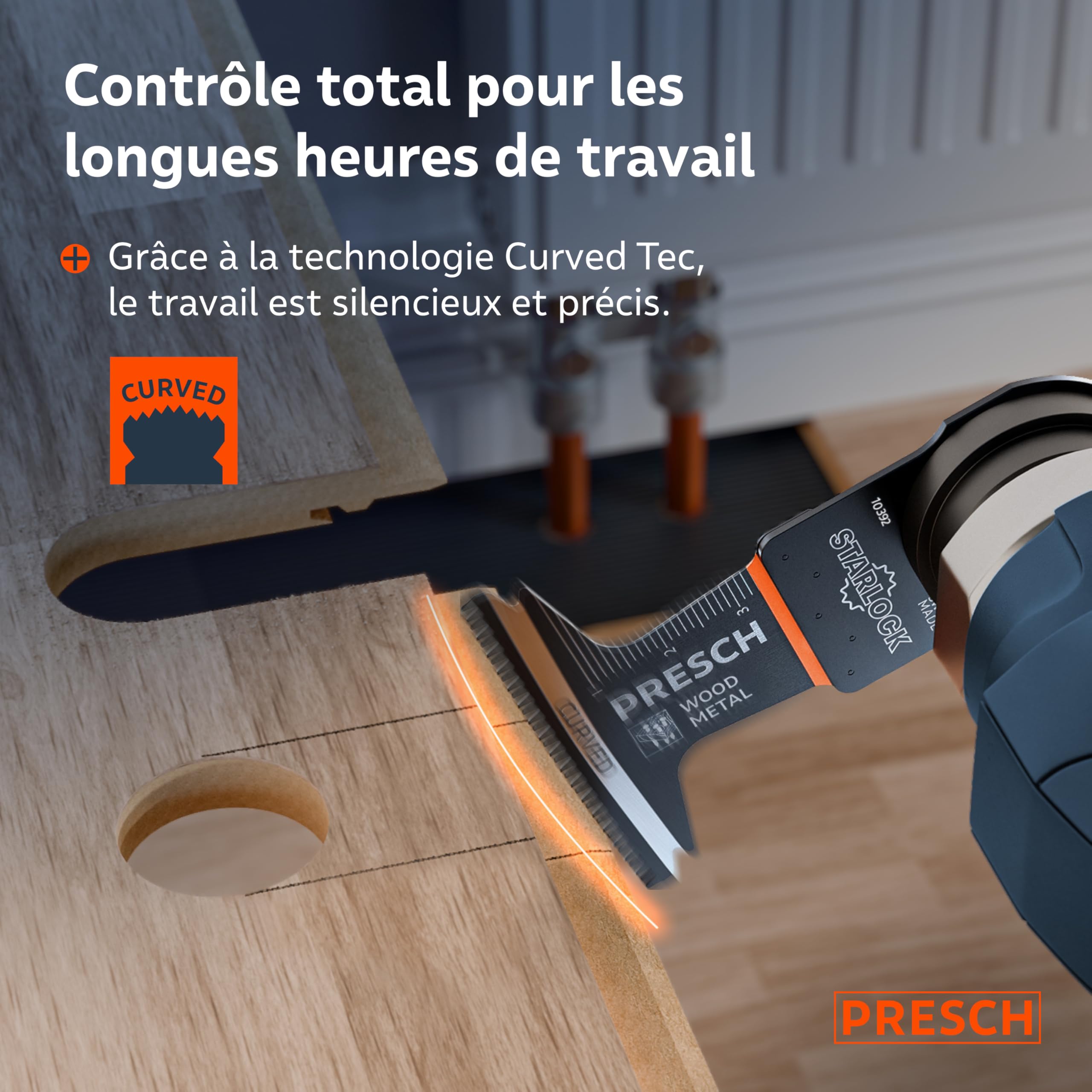 Presch Lame Scie Oscillante Bois et Métal 40x65mm - Lame Starlock pour changement sans outil - Dents BI pointues & design Curved-Tec pour résultats précis - Lame Outil Multifonction