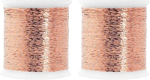 Mandala Crafts Juego de hilos metálicos para bordar, hilo de oro rosa para coser y coser decorativa a mano, 218 yardas 656.2 ft