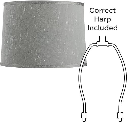 Miniatura 6 de Juego de 2 pantallas cónicas para lámpara de tambor gris platino, medianas, 13 pulgadas, parte superior x 14 pulgadas inferior x 10 pulgadas de alto