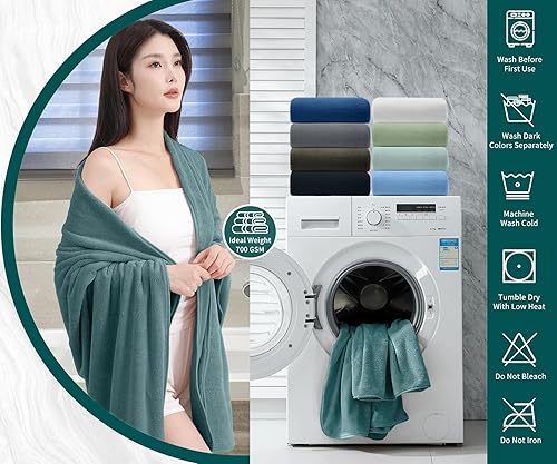 Miniatura 4 de MAGGEA Sábana de Baño Extra Grande de 4 Piezas (35"x70") - Sábana de Baño Ultra Suave de Tamaño Extra Grande, Juego de Sábanas de Baño para Baño de