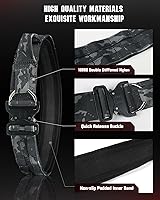 Vista 12 de Cinturón táctico para hombre, cinturón de pistola Molle de 2 pulgadas y 1.5 pulgadas con corte láser, cinturones de caza y hebilla de liberación