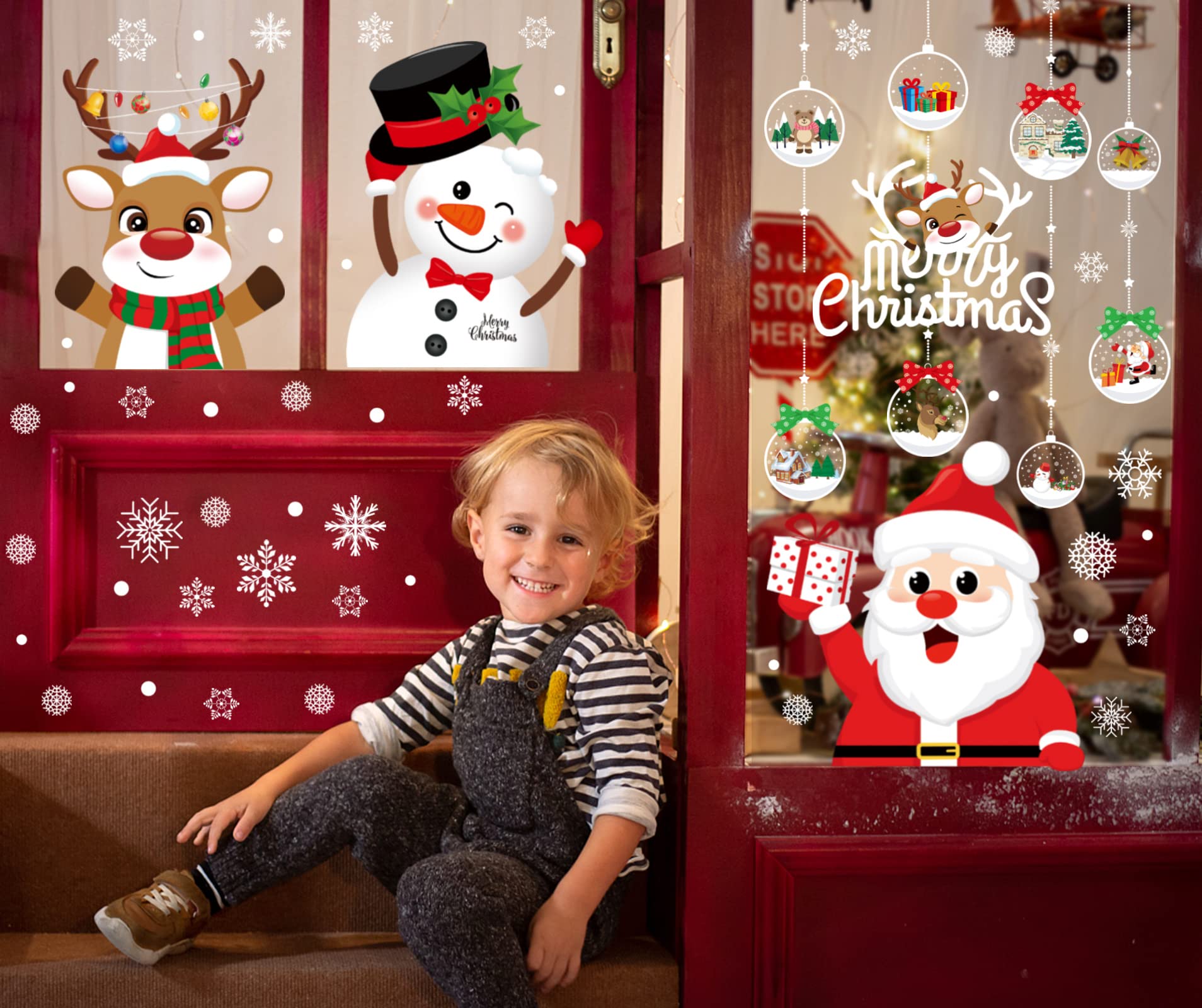 Weihnachts Fensterbilder 18-teilig - Elch & Schneemann Motive Elektrostatisch