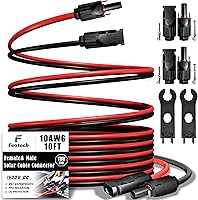 Vista 14 de Cable de extensión solar de doble cable de 20 pies – Conector de panel solar de 10 AWG (6 mm²), con 4 pares, conectores solares IP67 macho/hembra