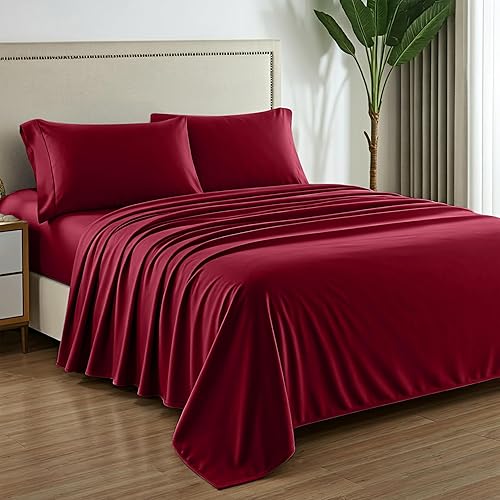 Miniatura 25 de Mayfair Linen Sábanas 100% de algodón egipcio tamaño Queen – Juego de sábanas de 1000 hilos de algodón egipcio tamaño Queen, 6 piezas, color rubor