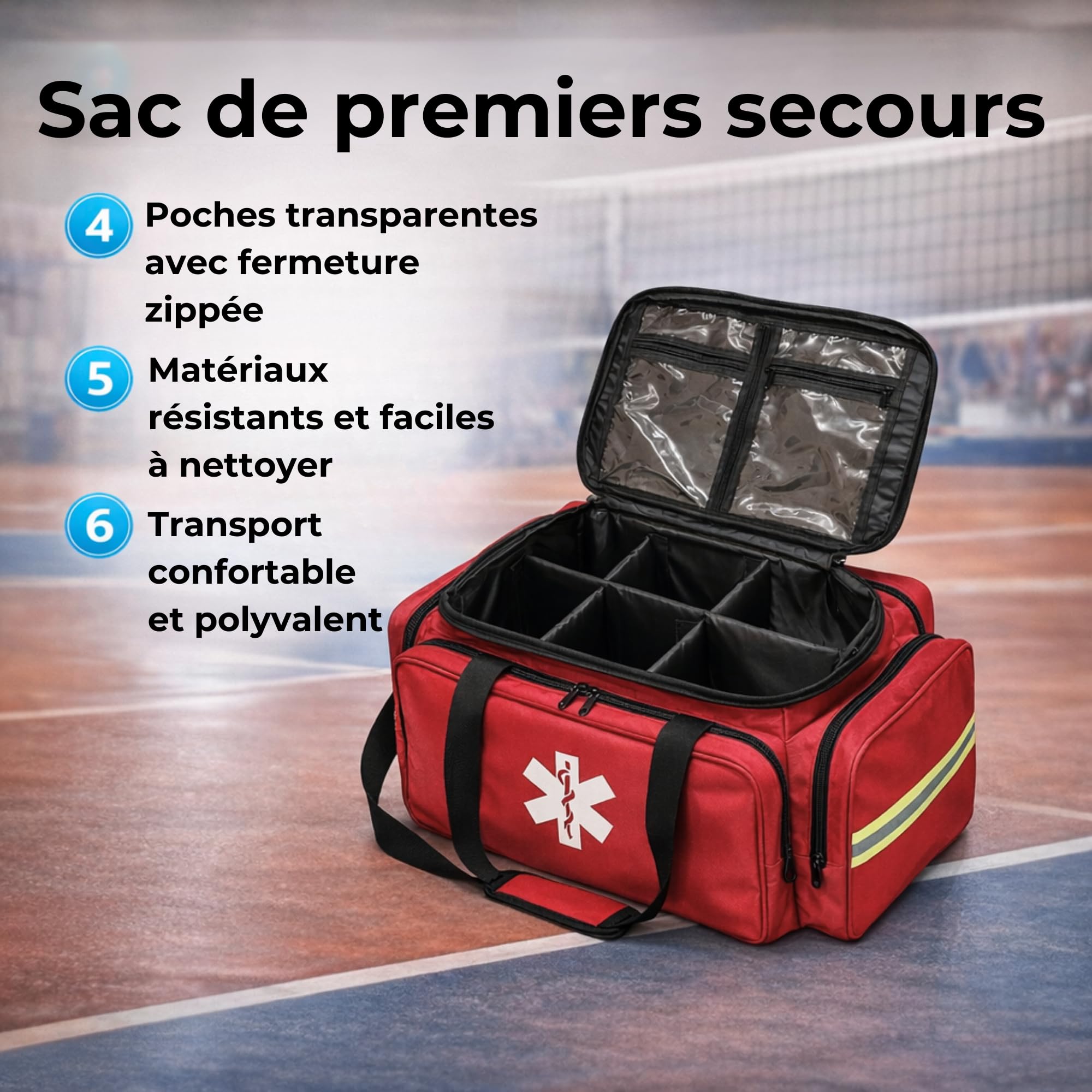 TS TAKE SPORT - Grand sac médical de sport vide) – Sac de premiers soins professionnel 53 cm avec compartiments modulables – Kit d'urgence sanitaire (bleu)