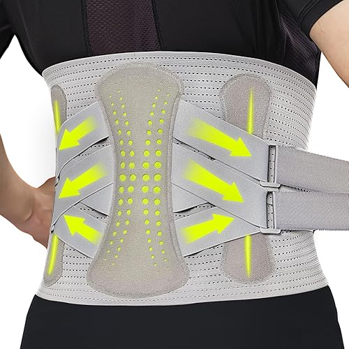 Vista 8 de Soporte de espalda para aliviar el dolor de espalda baja con soporte de abrazo bioquímico de 360 grados, cinturón de apoyo de espalda para hombres