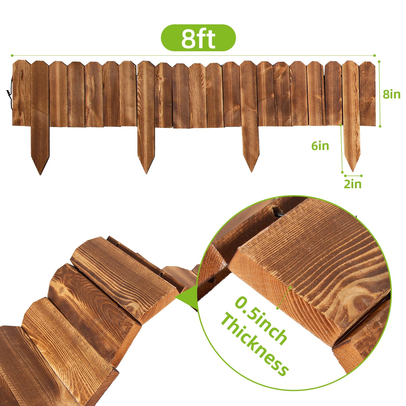 8 Ft Landscape Timber Edging Wood Garden Edging Wooden Pathway For