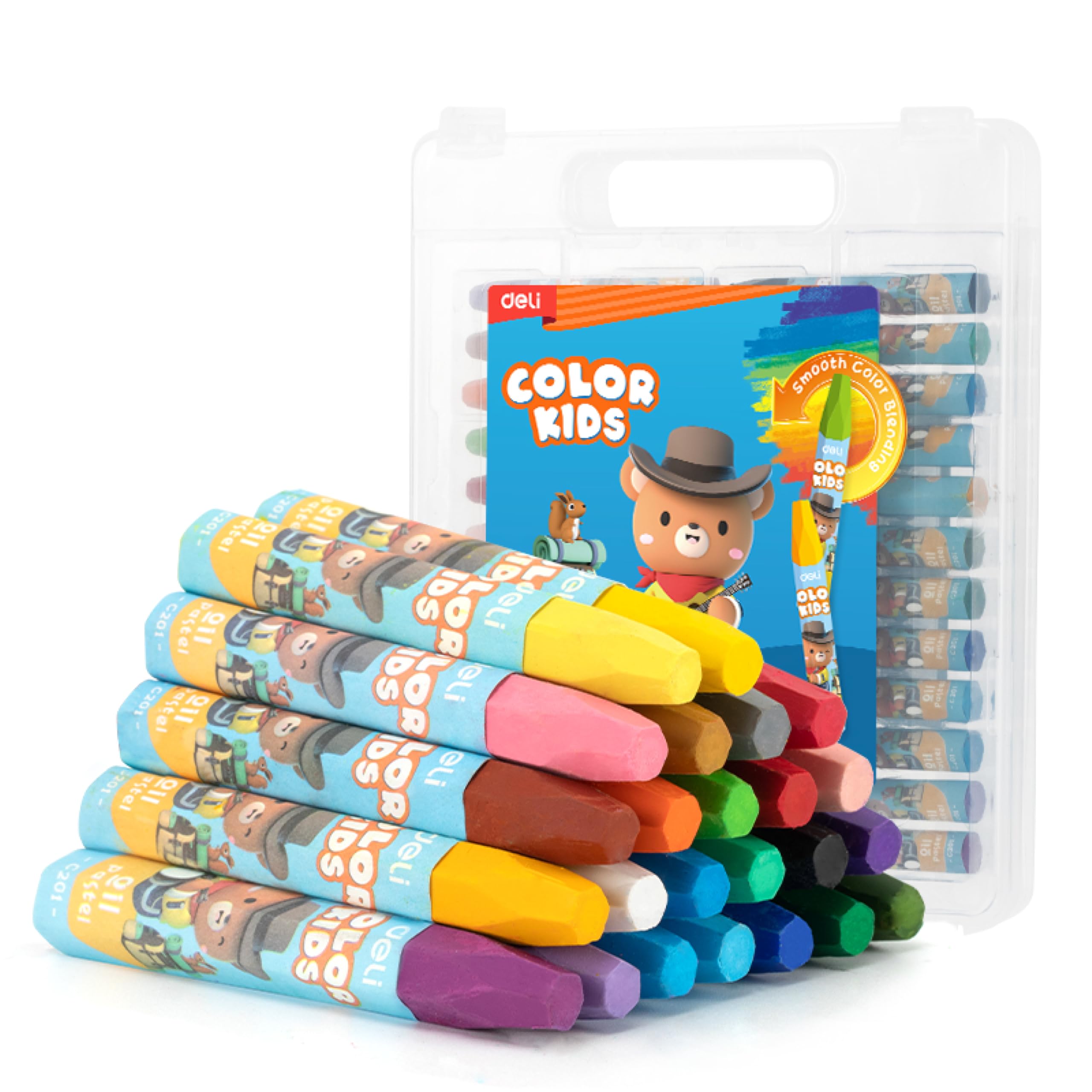 deli Oil Pastel Set - 24 Bright Colours, Soft Oil Pastels for Kids & Artists, Art Pastels for Drawing, Colouring & Creative Projects