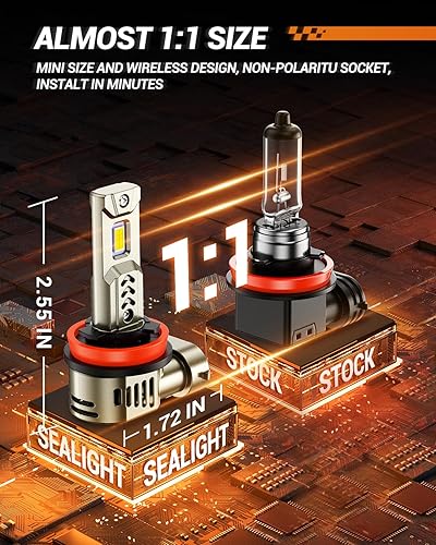 Vista 44 de SEALIGHT Bombillas antiniebla LED amarillas 9145 H10, 13,000 lúmenes, 600% de brillo, 9045 H10, bombillas antiniebla amarillas, 3000 K ámbar