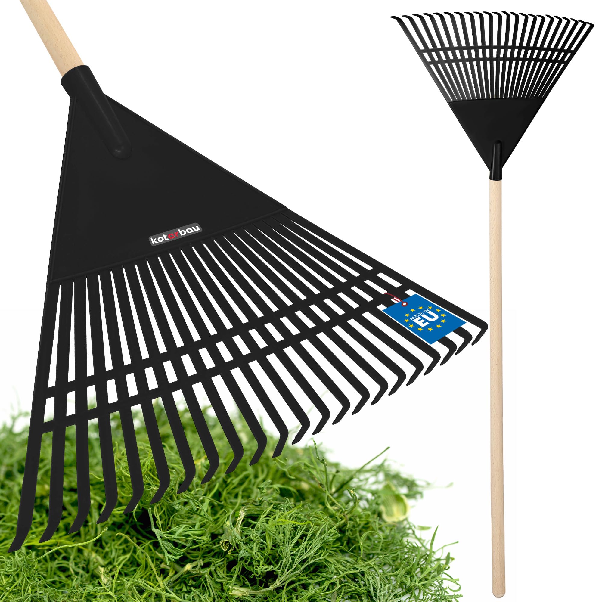 KOTARBAU® Leaf Rake - Plastic - 55 cm (21.65 inches) - Orange - Without Handle - Garden Rake Heavy Duty - Lawn Rakes for Grass and Leaves - Universal Shaft Holder