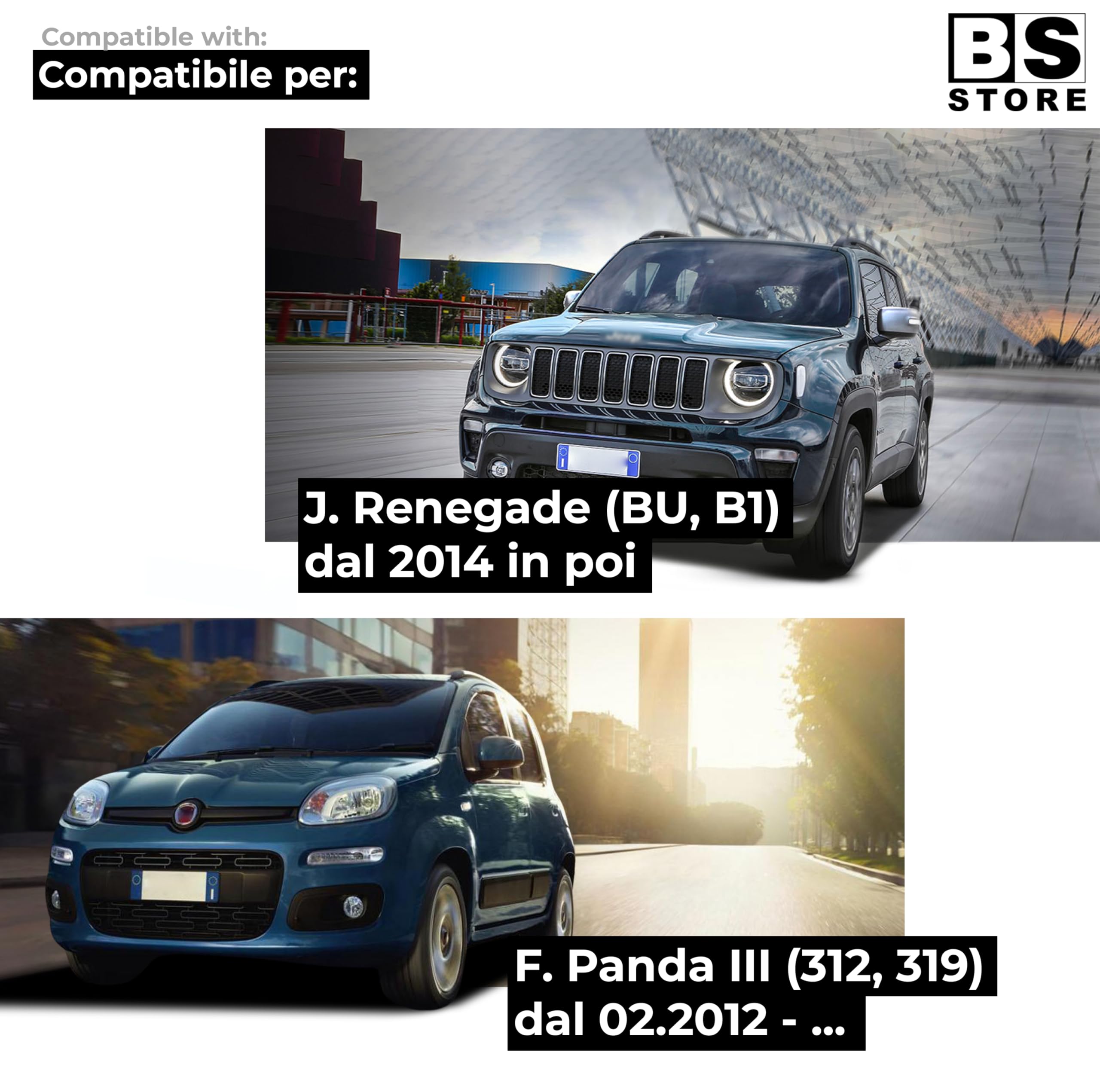 BSSTORE Luce di Retromarcia Posteriore Bianco/Rosso per Renegade (BU, B1) dal 2014, Panda (312, 319) dal 2012 (Destra - Lato Passeggero)