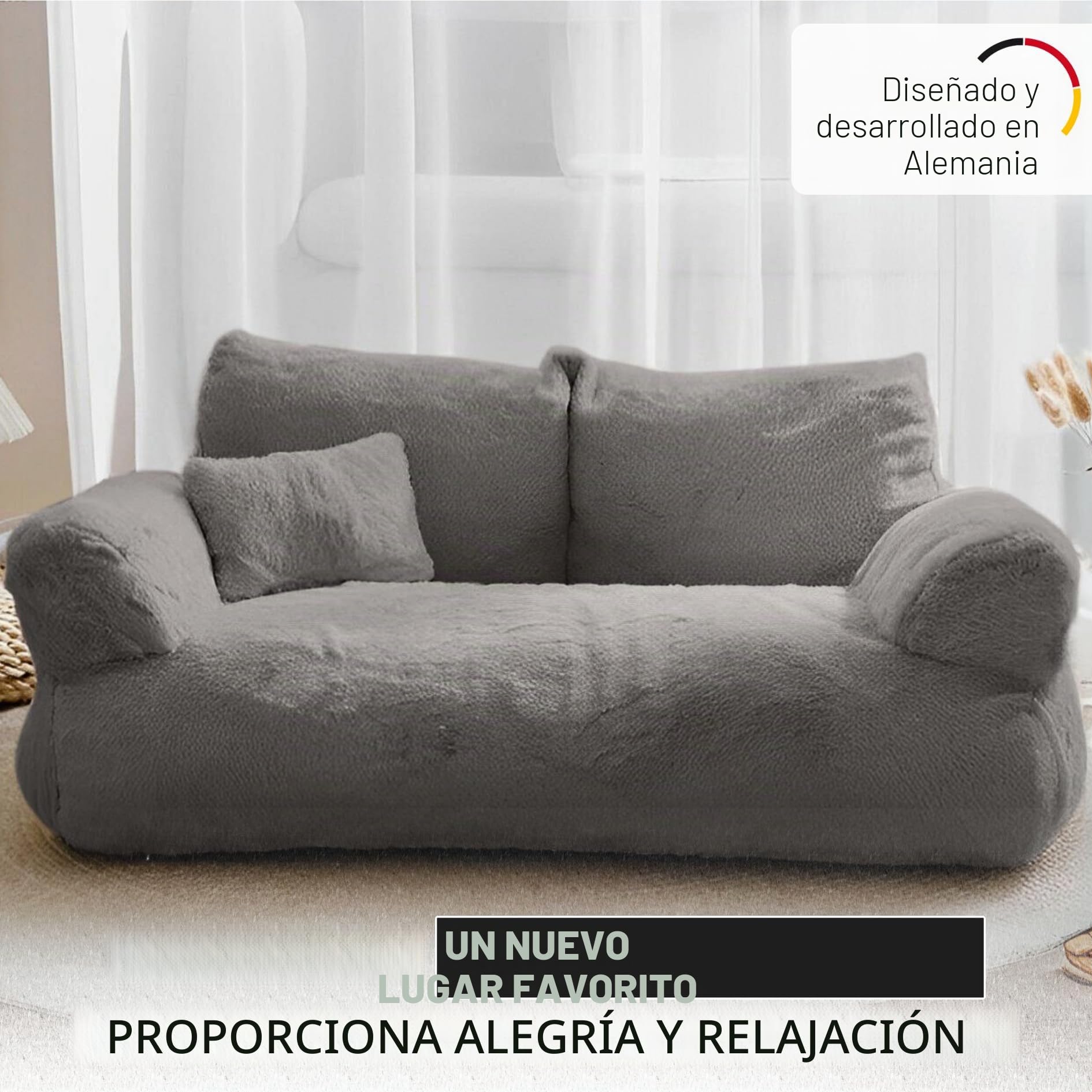Simba - Sofá para gatos y perros en gris, incluye minicojín, 70 x 48 cm, cama para gatos, perros pequeños, mullida, suficientemente forrada, funda extraíble